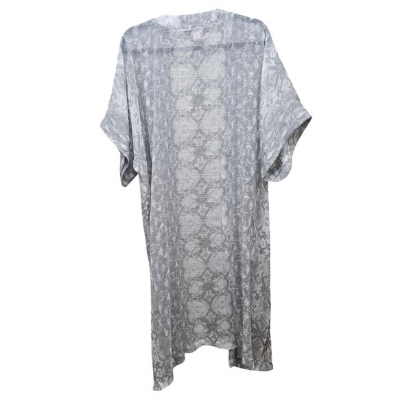 Rachel Zoe Kimono Swim Coverup Womens One Size Grey Snakeskin Animal Print Sheer - Picture 2 of 6